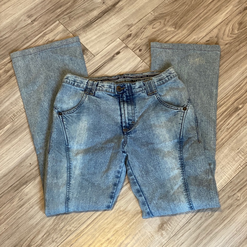 Dolce & Gabbana light wash wide leg jeans